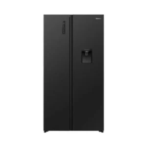 HISENSE SIDE BY SIDE 541L WATER DISPENSER BLACK GLASS INVERTER REF558DR-BC
