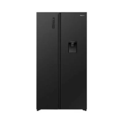 HISENSE SIDE BY SIDE 541L WATER DISPENSER BLACK GLASS INVERTER REF558DR-BC